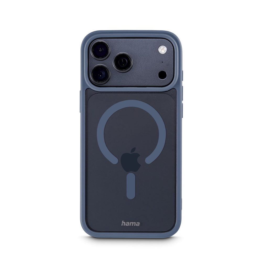 Levně Hama Frame Protect, kryt pro Apple iPhone 17 Pro Max, magnetický, průhledný/modrý