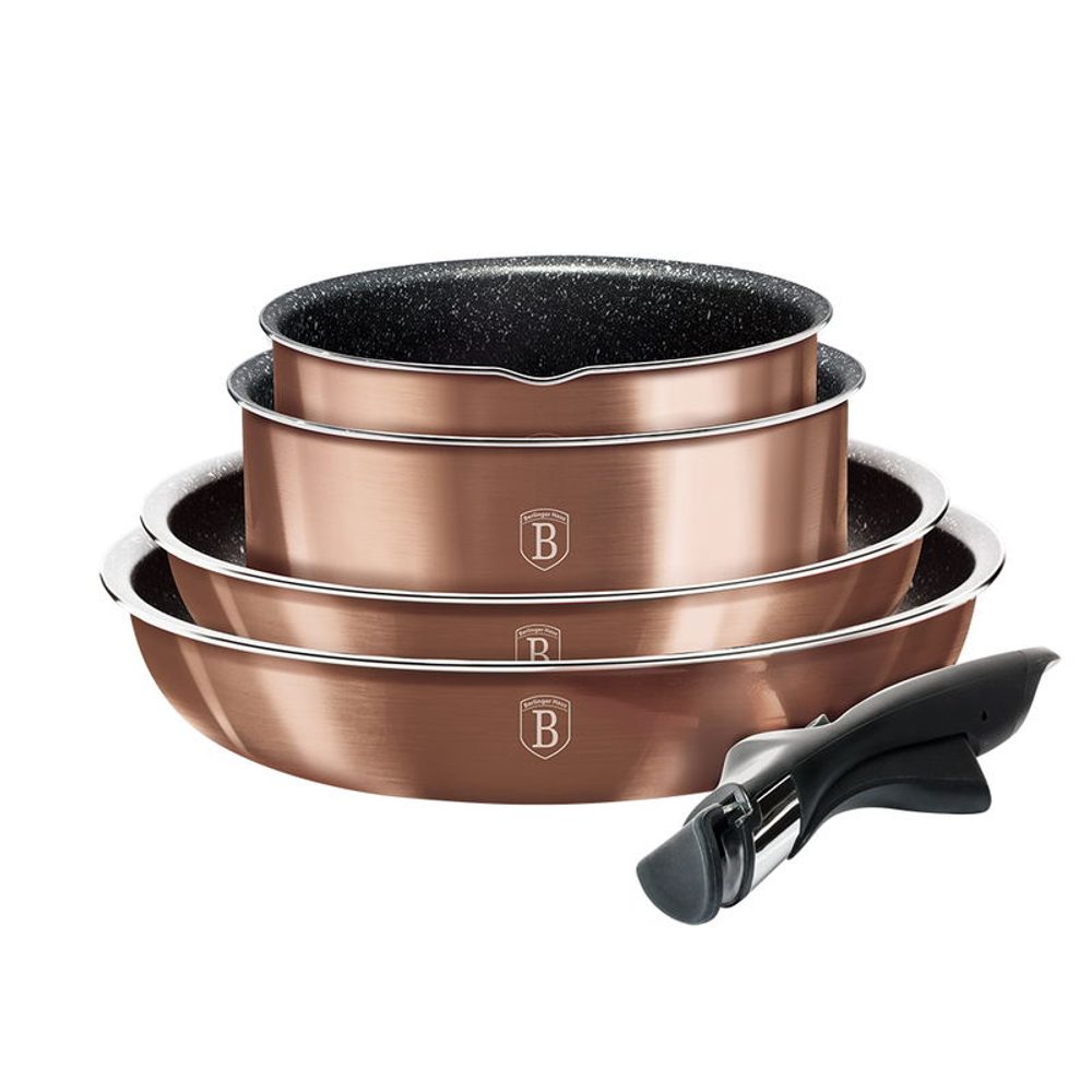 Levně BERLINGERHAUS Sada nádobí s odnímatelnou rukojetí 9 ks Rosegold Metallic Line BH-6147