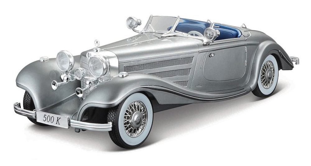Levně Maisto - 1936 Mercedes-Benz 500 K Typ Specialroadster, metal šedá, 1:18