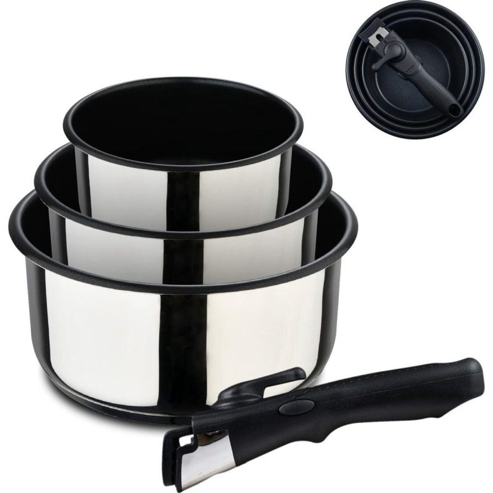 Levně BERGNER Sada hrnců nerez s nepřilnavým povrchem Click&Cook 3 ks 16, 18, 20 cm BG-32293-MM