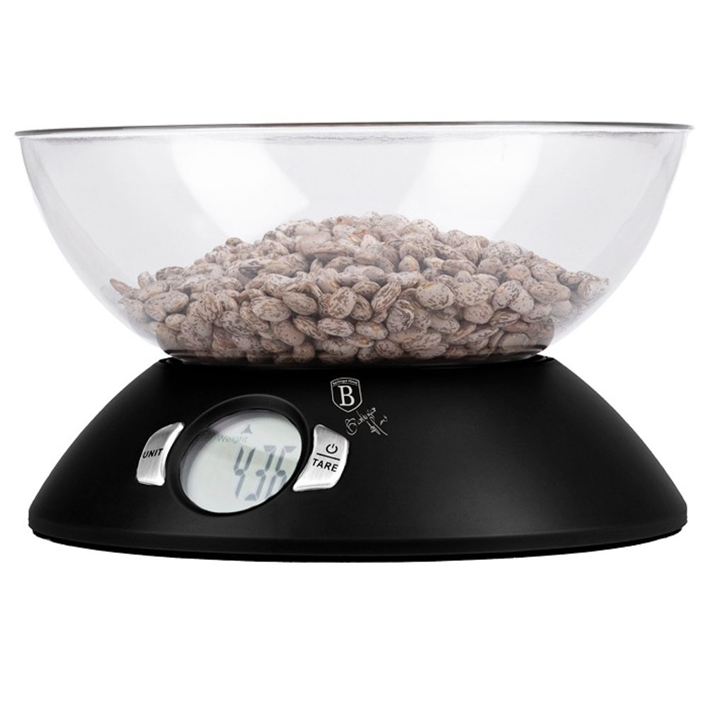 Levně BERLINGERHAUS Váha kuchyňská digitální 5 kg s miskou Matte Black Collection BH-9618
