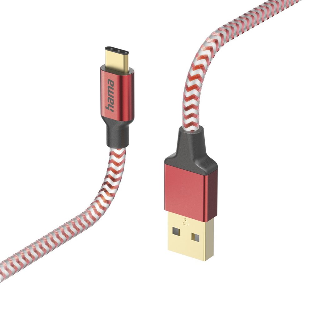 Levně Hama kabel Reflective USB-C 2.0 typ A-C 1,5 m, červený