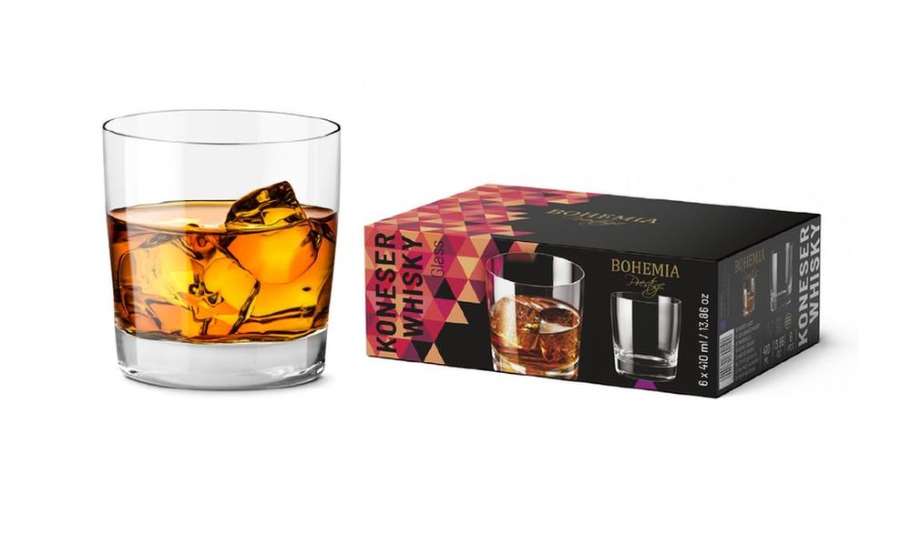 Levně sklen. 410ml, 6ks, BOHEMIA PR. KONESER, whisky, rovná