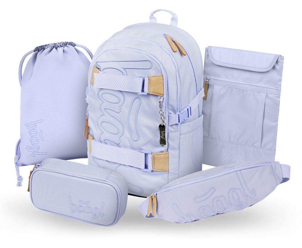 Levně BAAGL SET 5 Skate Lilac: batoh, penál, sáček, ledvinka, obal na notebook