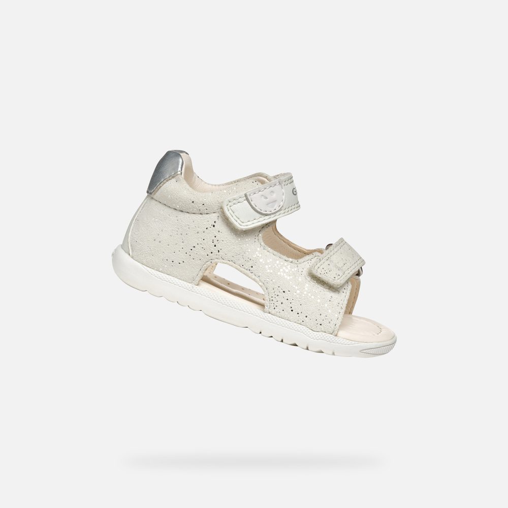 Levně Bílé dívčí sandály pro první krůčky Geox Sandal Macchia Gir - 21