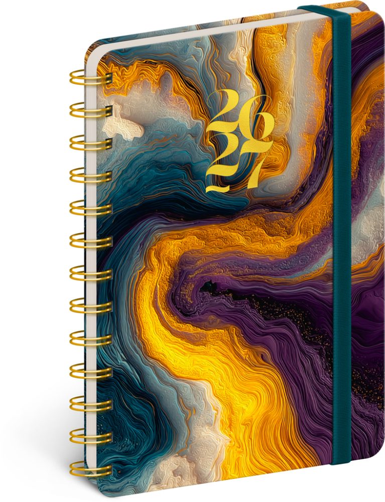 Levně NOTIQUE Spirálový 18měsíční diář Petito – Barevný achát 2026/2027, 13 x 18 cm
