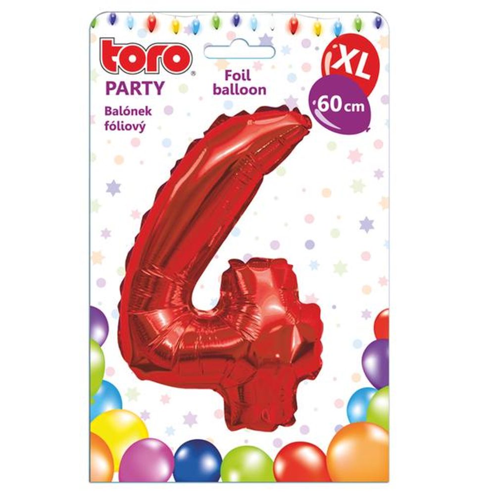 Levně TORO BALÓNEK XL, ČÍSLICE 4, 60CM, MATNĚ ČERVENÁ