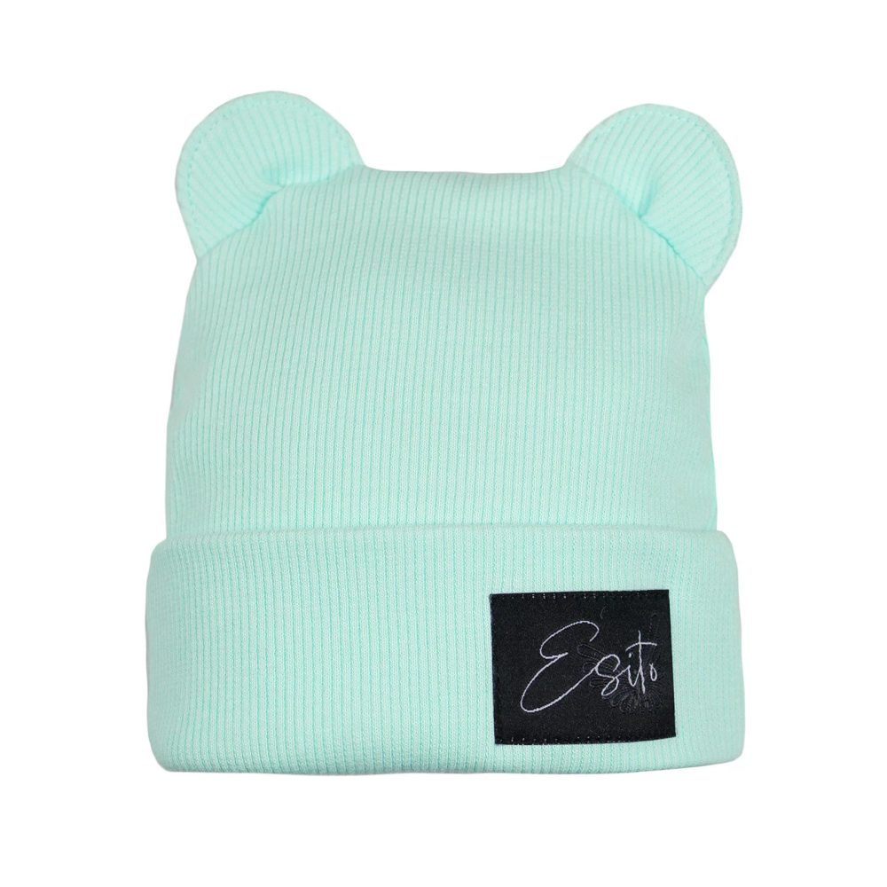 ESITO Zimní žebrovaná čepice s oušky Color Mint - mintová - 34 mintová