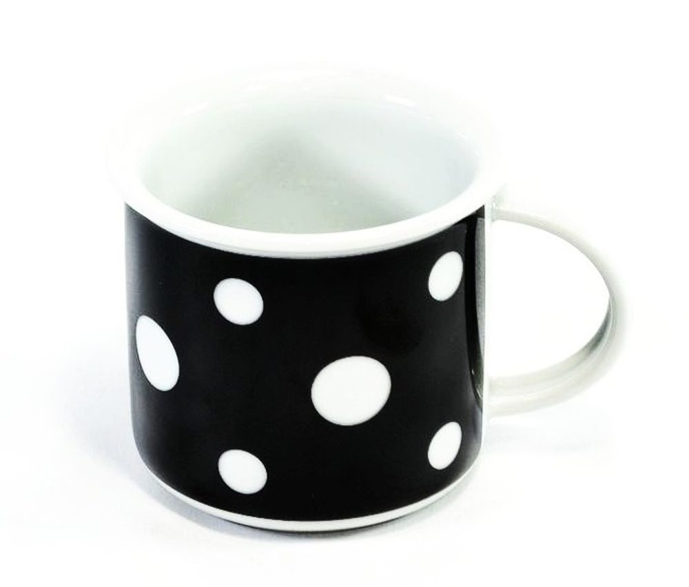 Levně hrnek 250ml TINA - PUNTÍKY negativ černé, čes.porcelán