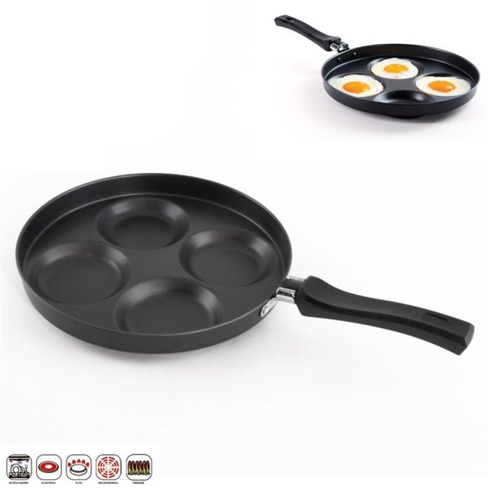 Levně lívanečník d25cm, 4 oka,nepřil.povrch