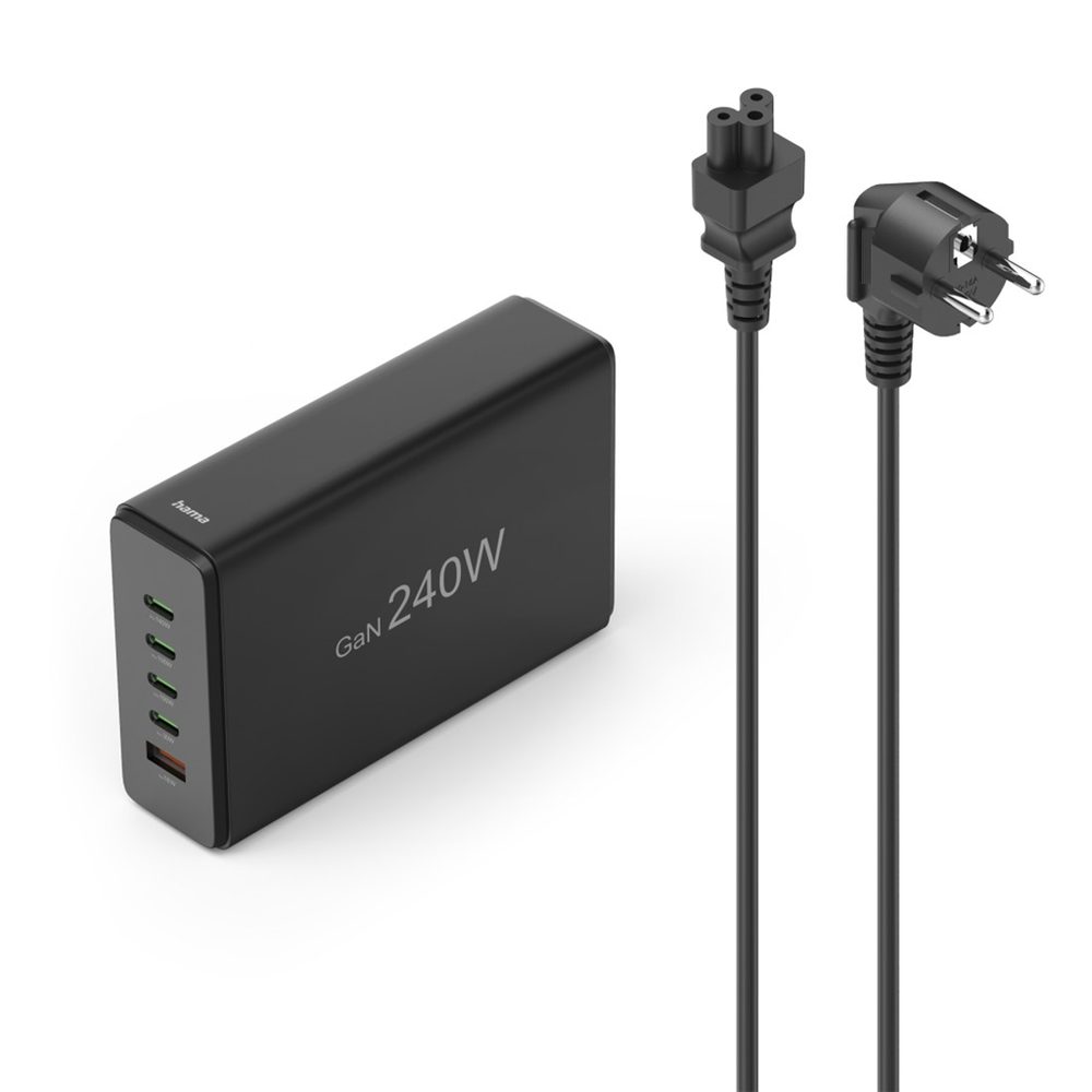 Levně Hama USB nabíjecí stanice GaN, 4x USB-C PD, 1x USB-A QC, 240 W