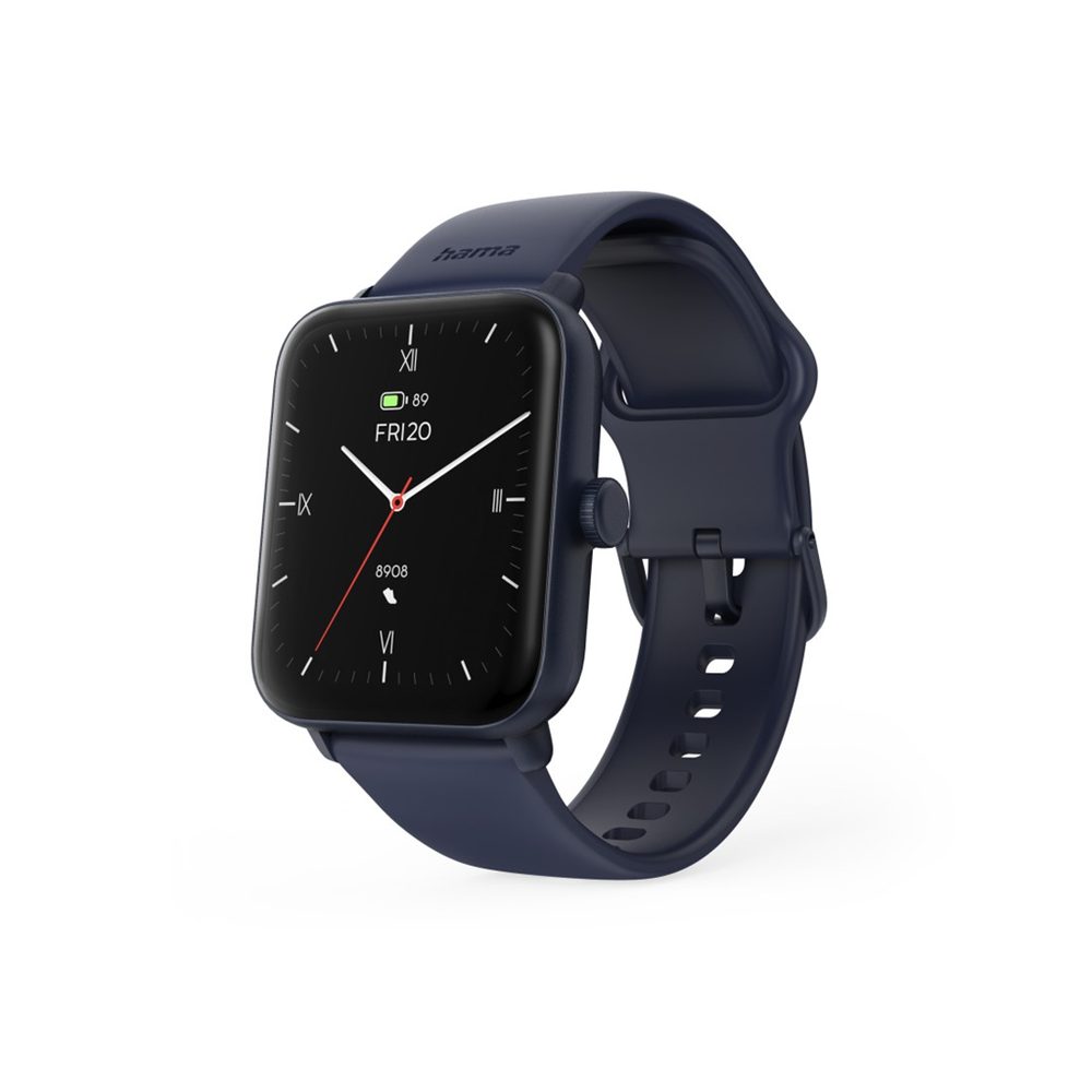 Levně Hama 6010, smart hodinky, GPS, telefonování, voděodolné IP68/3 ATM, Siri/Google Assistant, modré