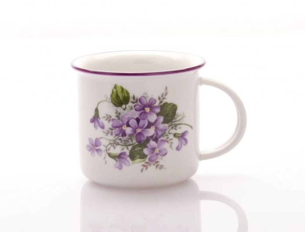 Levně hrnek 250ml TINA - FIALKY, čes.porcelán