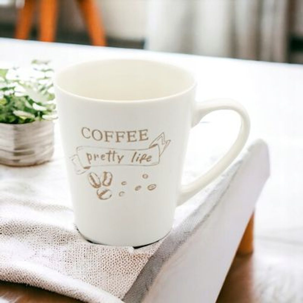 Levně hrnek 330ml COFFE Pretty L. bílý, keramika