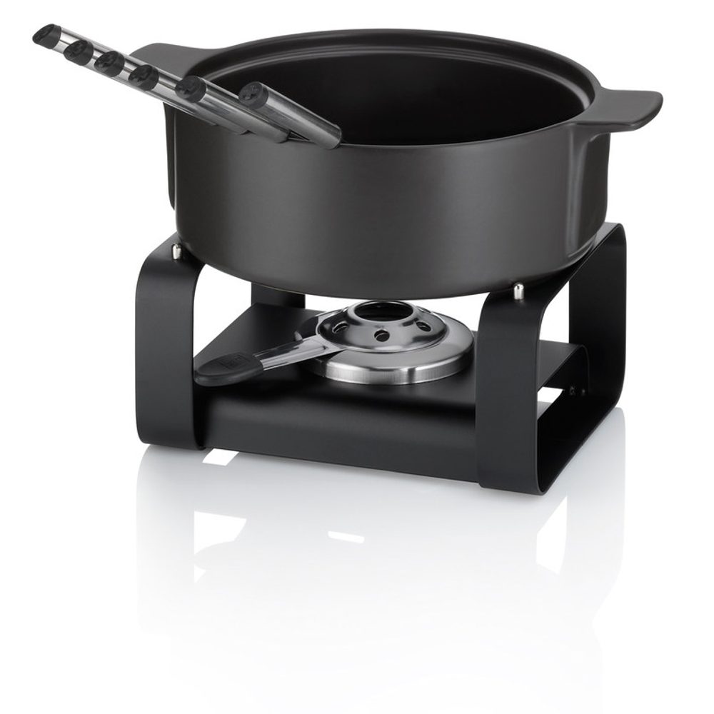 Levně KELA Sada na sýrové fondue Roman keramika černá 9 kusů KL-16665