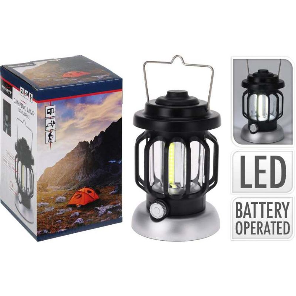 Levně PROGARDEN Lucerna s LED žárovkou kempingová 10 x 16 cm kovová černá KO-CX7000070