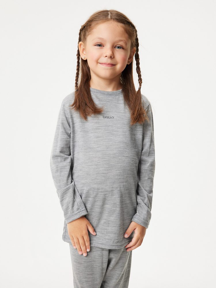 Levně Dětské merino triko s dlouhým rukávem, Šedá - 122/128