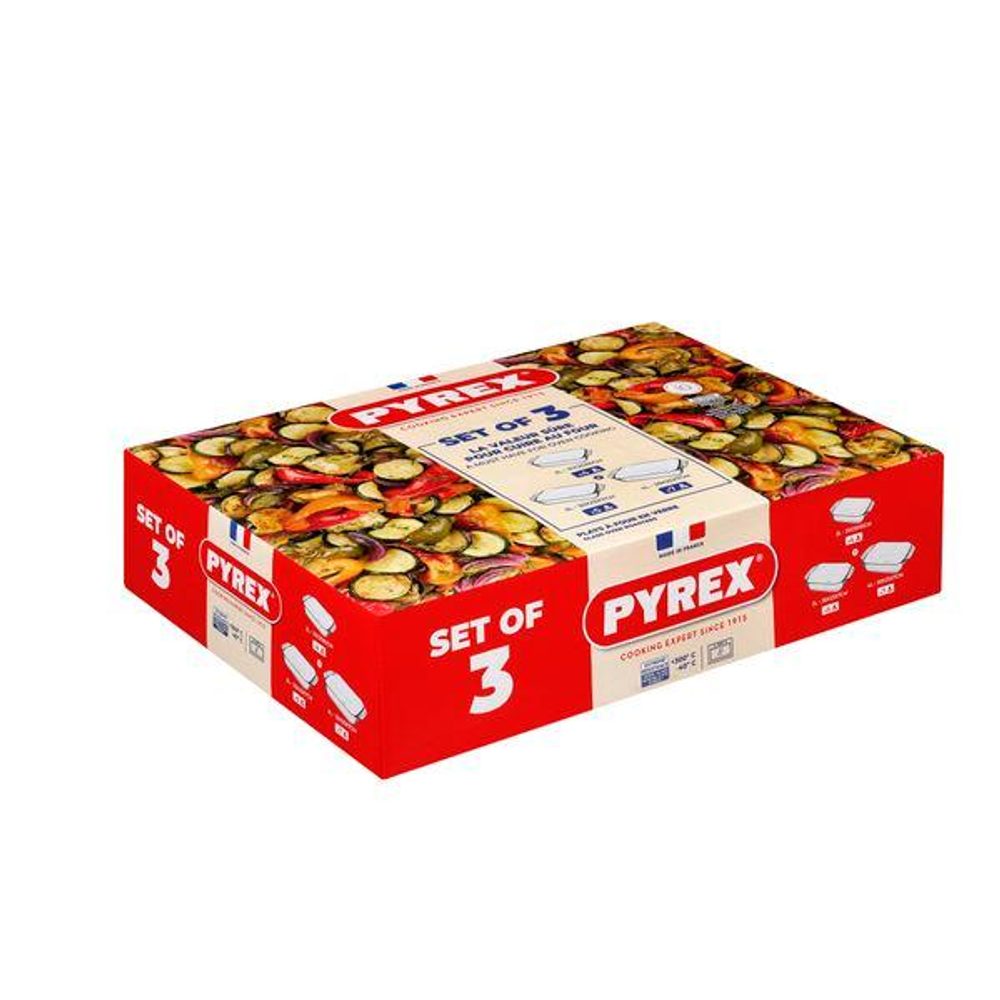 Levně Pyrex SADA PEKÁČŮ PYREX 3KS, 2L+3L+4L, SKLO