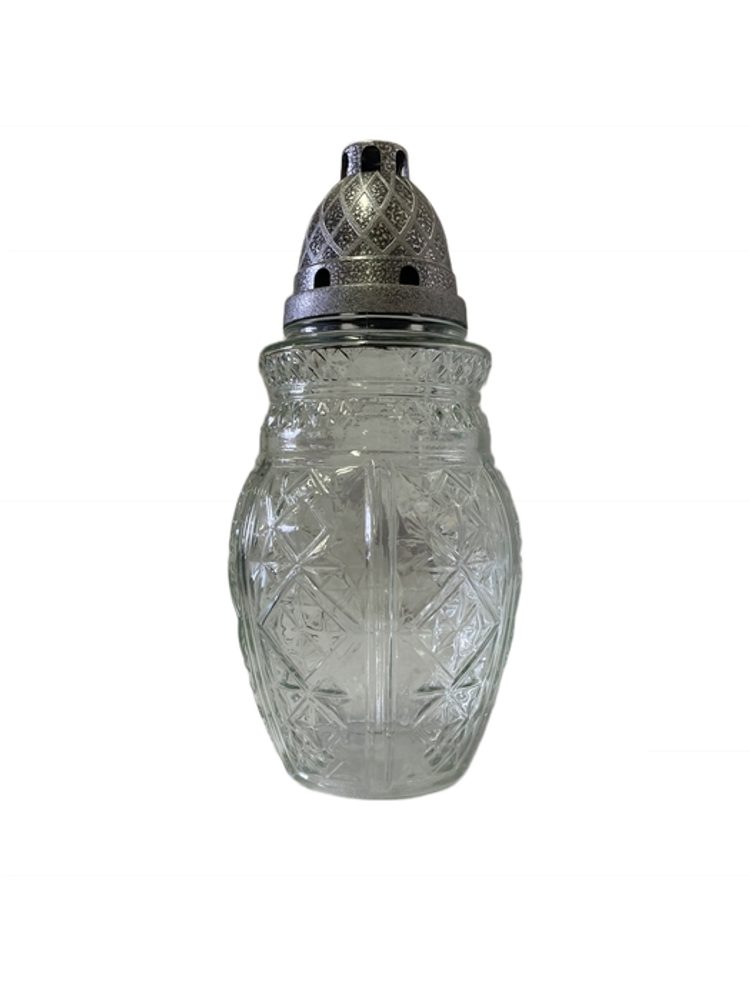 Levně sklo hřbitovní TULPNA Z570+víčko plast, d12.5x(20+7)cm