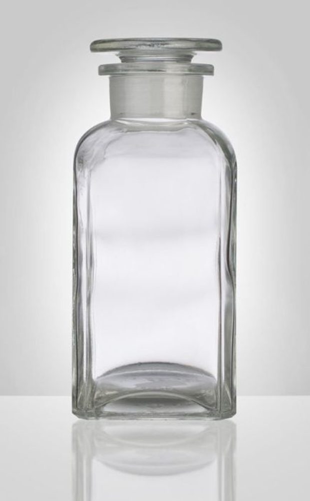 Levně dóza-prachovnice 350ml-čtv.čirá, zabr.víko, sklo