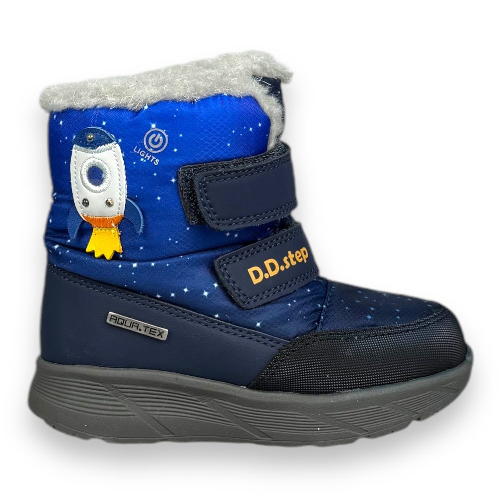 Levně DDstep dětské LED zimní boty s membránou - Raketa - 22