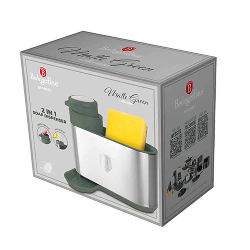BERLINGERHAUS Dávkovač mycího prostředku 2 v 1 Matte Green Collection BH-8933