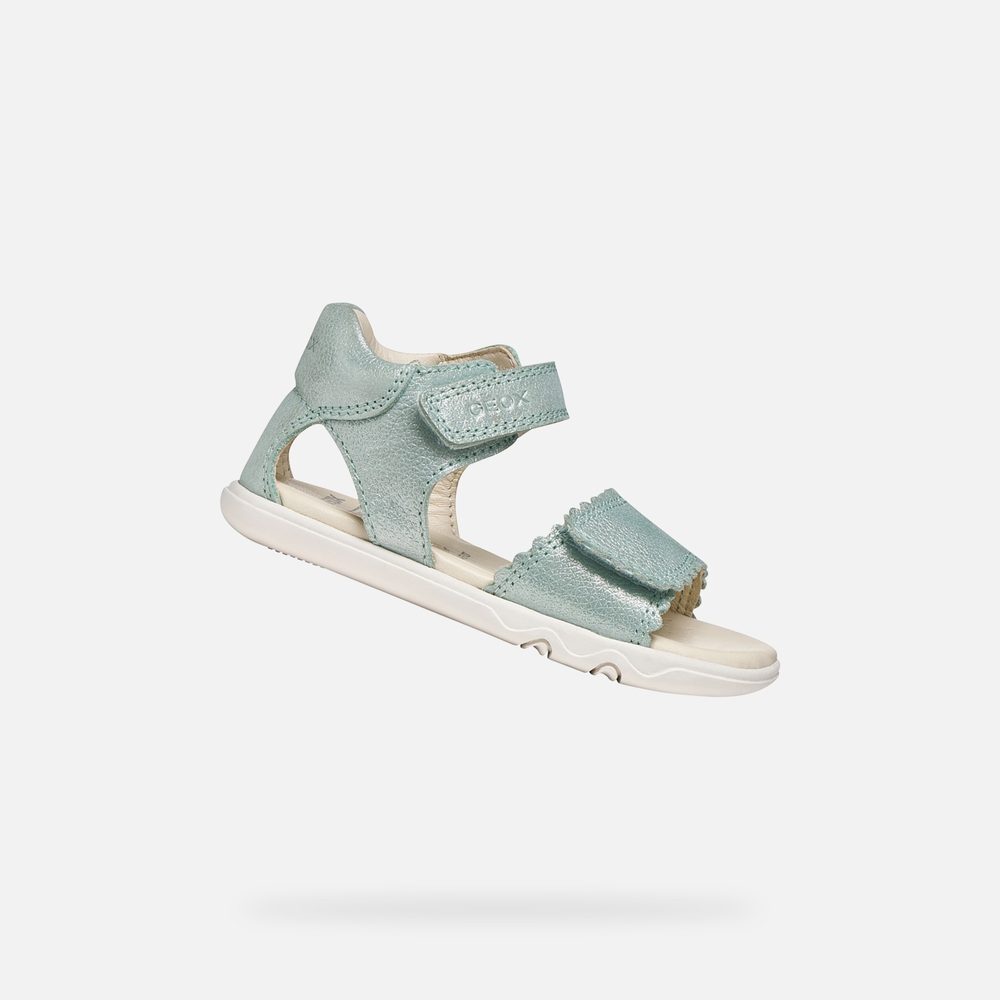 Levně Tyrkysové dívčí barefoot sandály Geox Sandal Steppieup - 20
