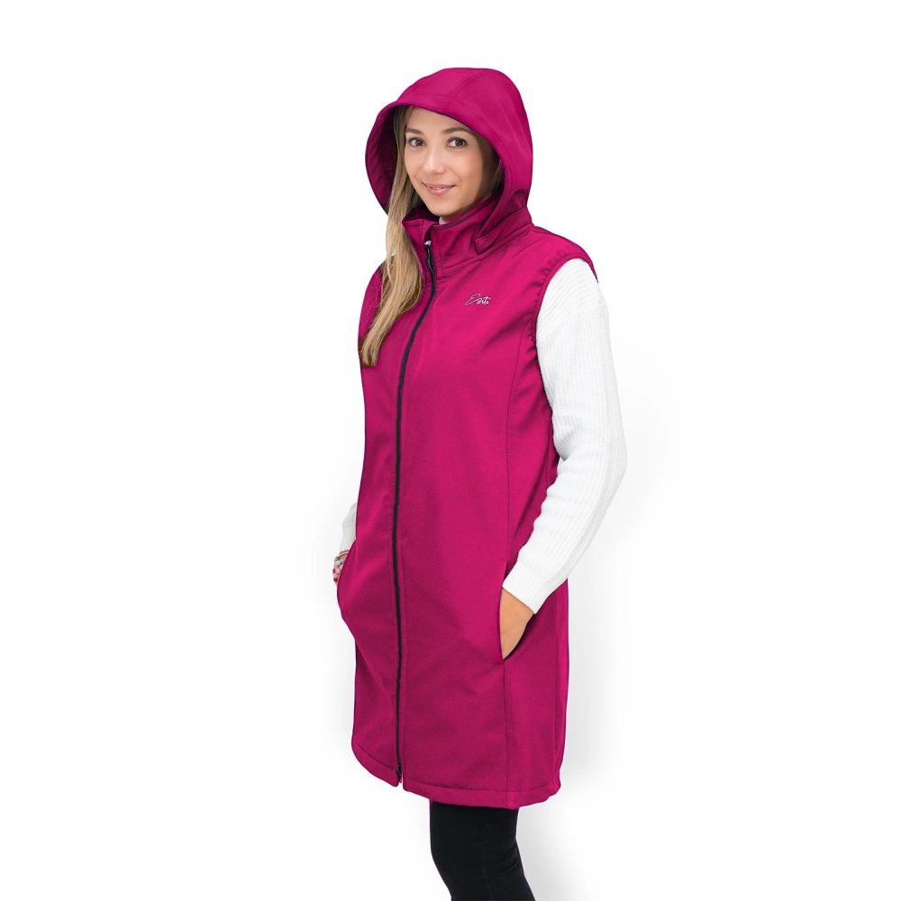 Levně ESITO Dámská dlouhá softshellová vesta Raspberry pink - malinová - XL malinová
