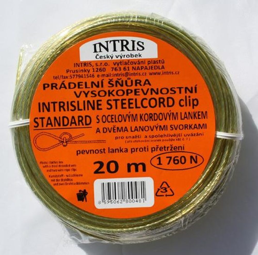 Levně šňůra 20m LANKO OCEL+svorky, STANDARD