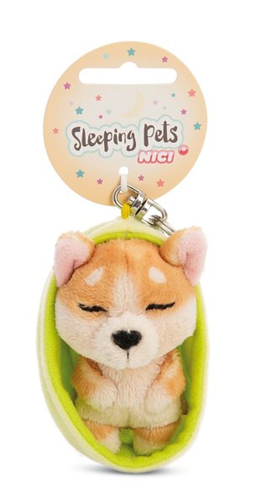 Levně NICI klíčenka spící Pejsek Welsh Corgi 8cm, světle zelený košík, GREEN