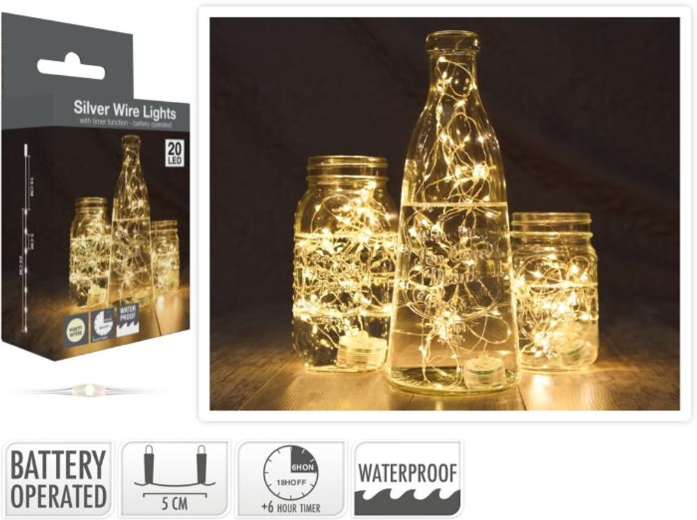 Levně řetěz 95cm, 20LED, teplá bílá, voděodolné, časovač