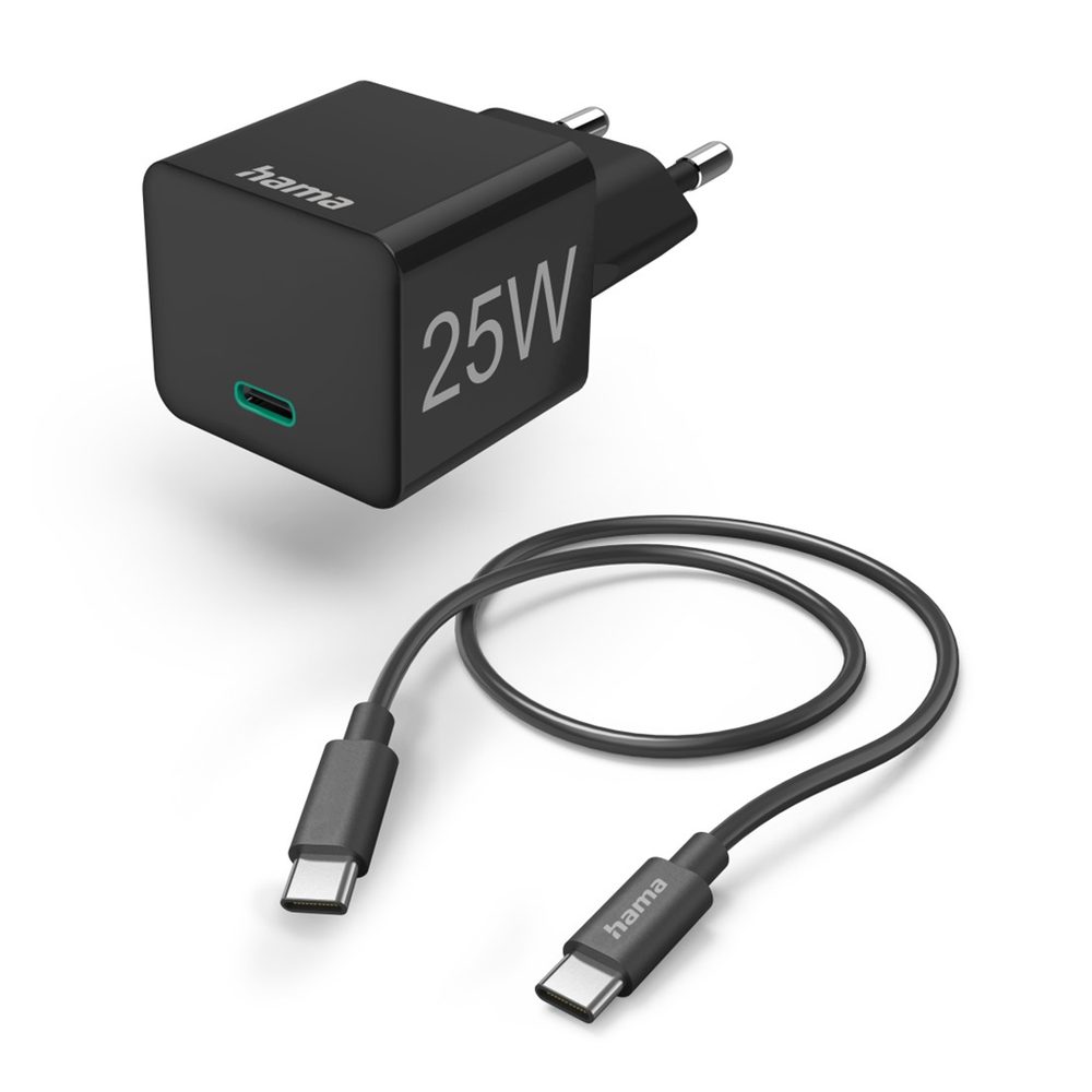 Levně Hama set: rychlá USB nabíječka USB-C PD/QC 25 W + kabel USB C-C 1,5 m