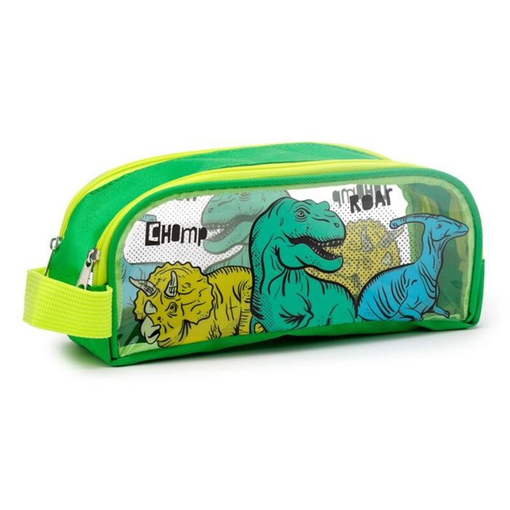 Levně pouzdro na příbory, tužky DINOSAUŘI 20x8x7cm, transp.plast