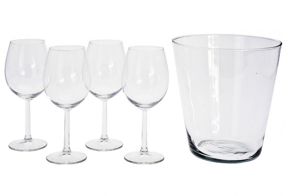 Levně EXCELLENT HOUSEWARE Sklenice na víno + chladič sada 5 ks KO-VER000576