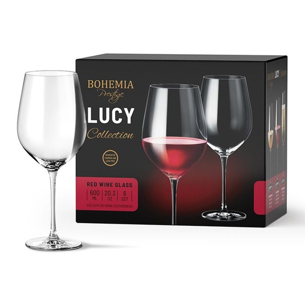 Levně sklen. 600ml, 6ks, BOHEMIA PR. víno, LUCY, DB