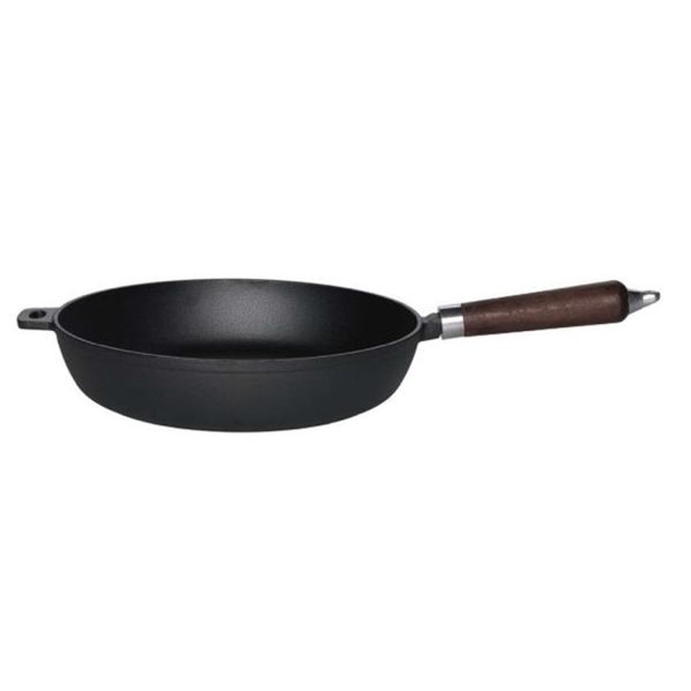 Levně KITCHISIMO PÁNEV 28CM LITINA,RUKOJET BUKOV.DŘEVO,HÁK NA KONCI