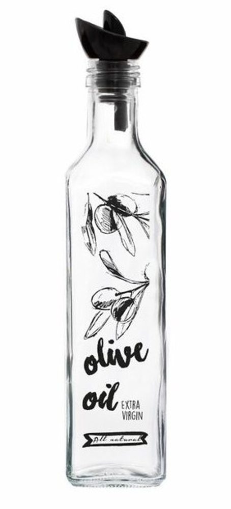 Levně láhev 0,50l OLIVE OIL, čtverc.sklo, nálevka plast
