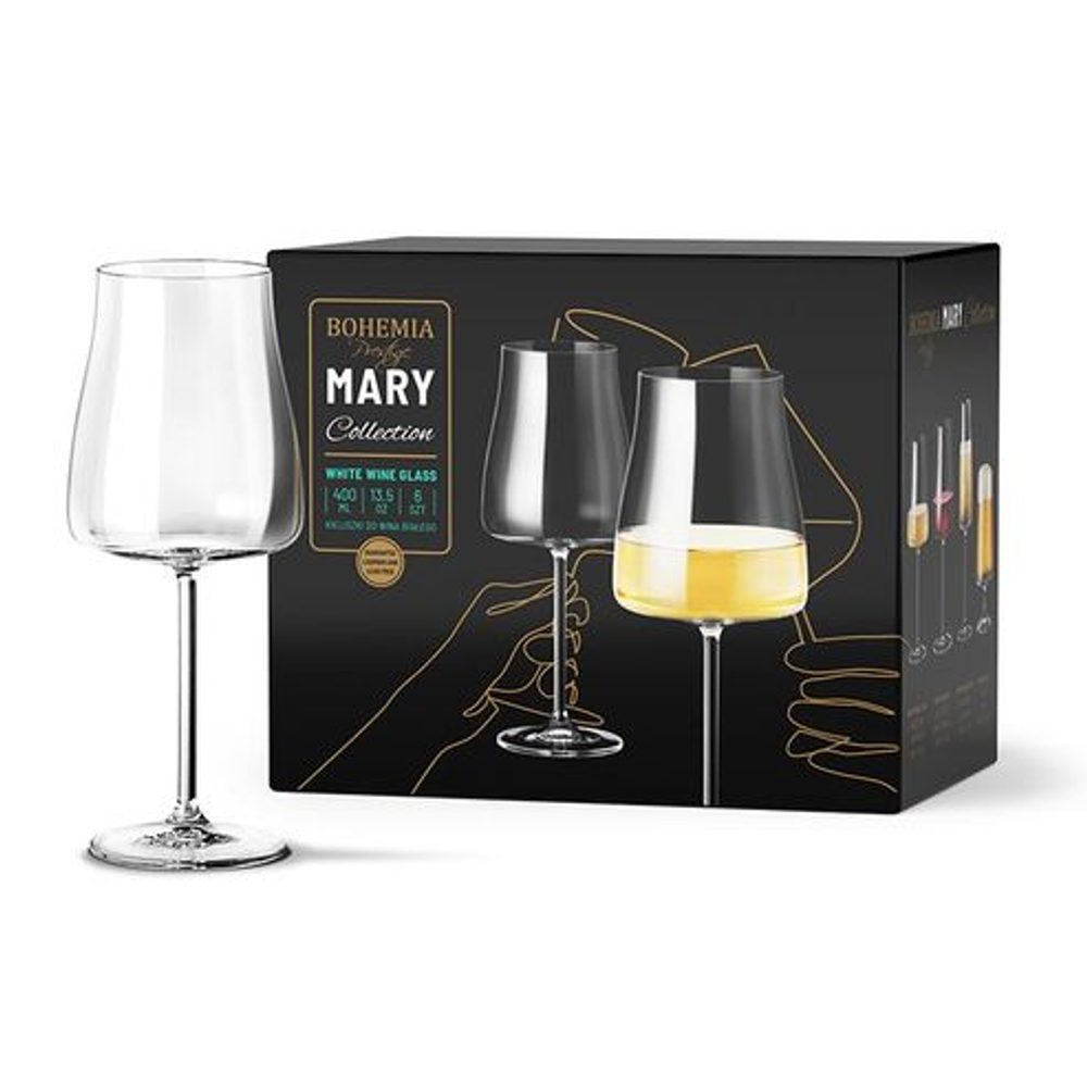 Levně sklen. 400ml, 6ks, MARY BOHEMIA PR., víno, DB