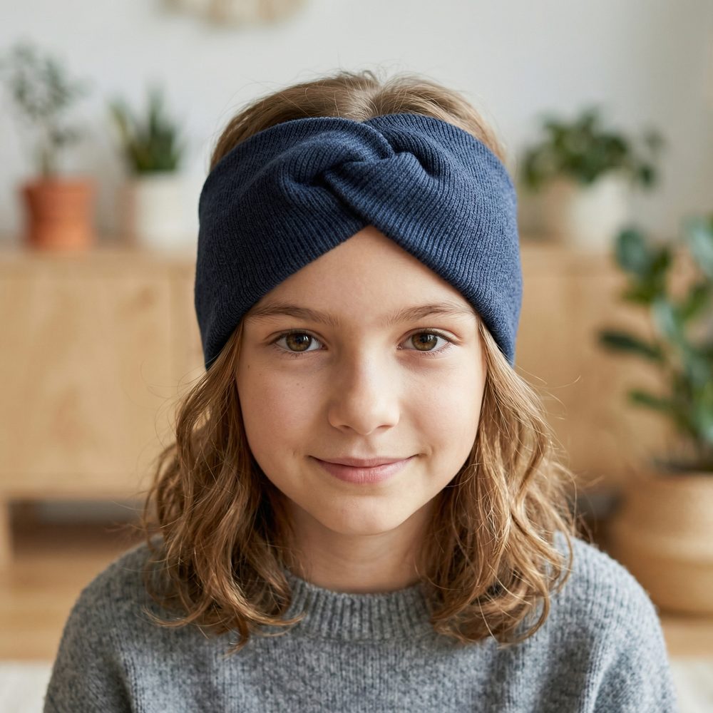 Levně MY MIMI Dívčí čelenka s křížením - Jeans