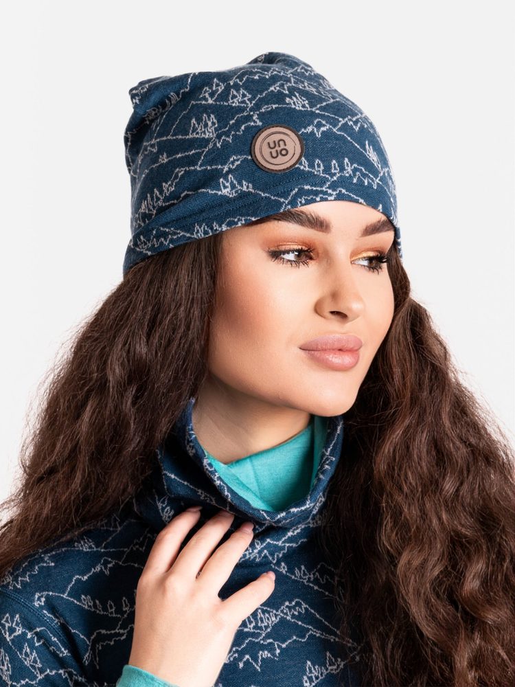 Levně Unuo, Dámský / Pánský merino nákrčník Basic, Kobaltová, Hory kluk - UNI