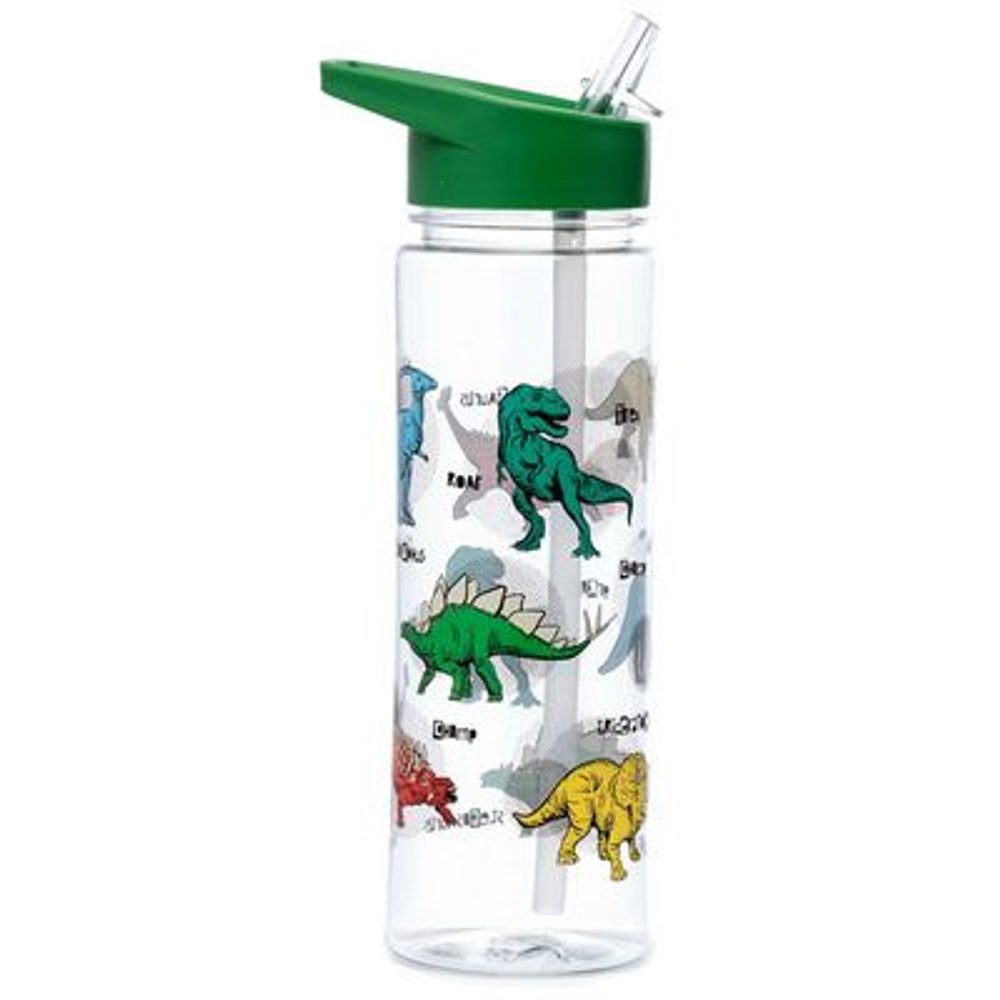 Levně láhev 0,55l DINOSAUŘI, brčko, d6,5x23cm, dětská, nerozb.plast