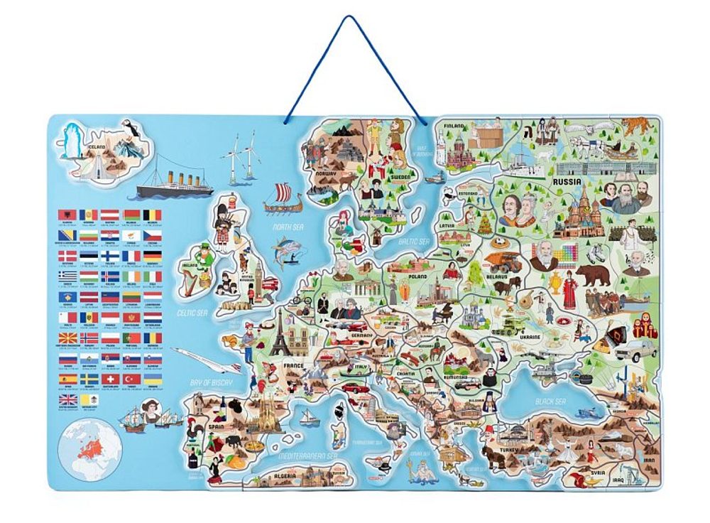 Levně Magnetická mapa EVROPY, společenská hra 3 v 1 v AJ