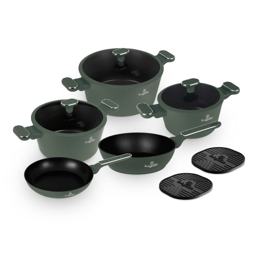 Levně BERLINGERHAUS Sada nádobí s titanovým povrchem 10 ks Matte green Collection BH-8207