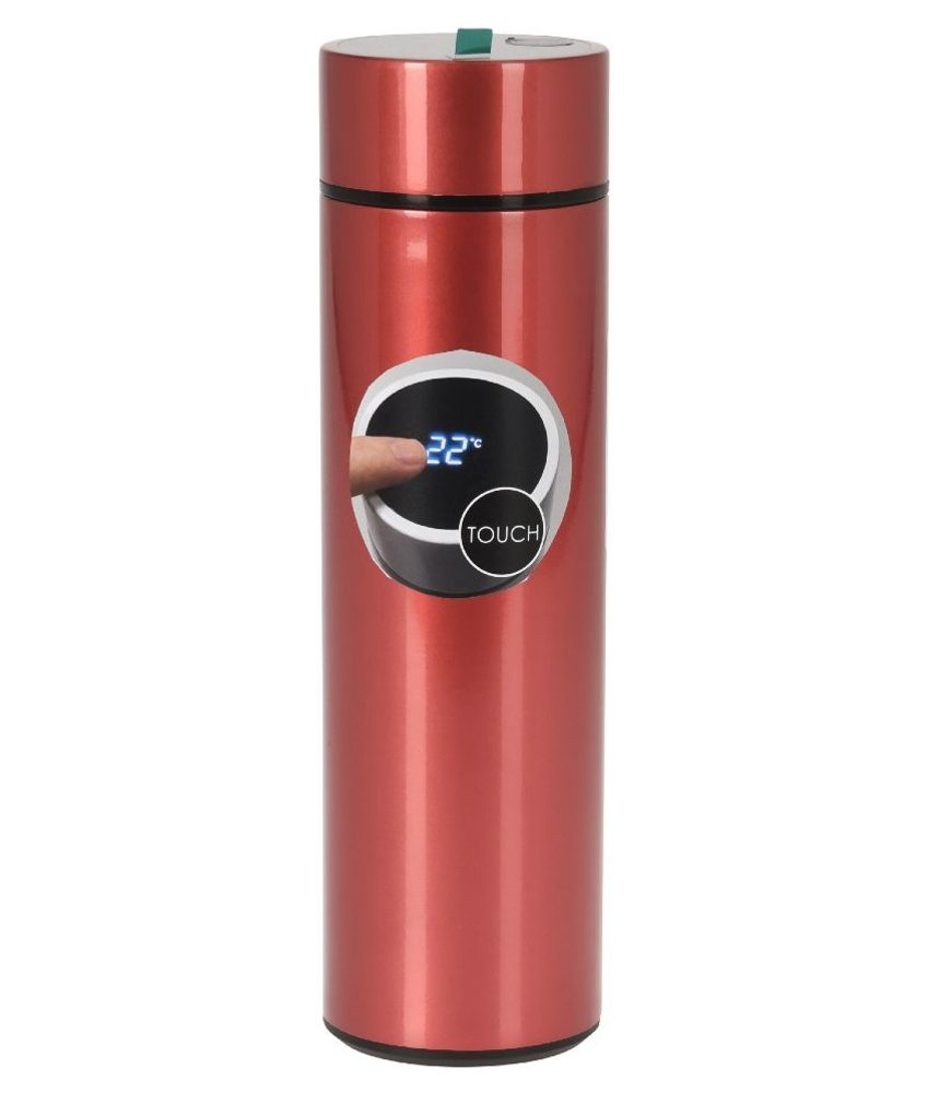 Levně EXCELLENT HOUSEWARE Termoska nerez s teploměrem 0,5 l červená KO-C80700890cerv