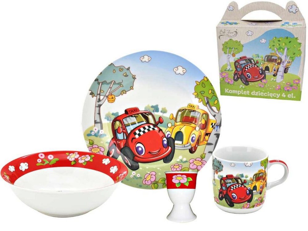 Levně soupr. 4díl.AUTO, děts.jídel., porcelán, DB