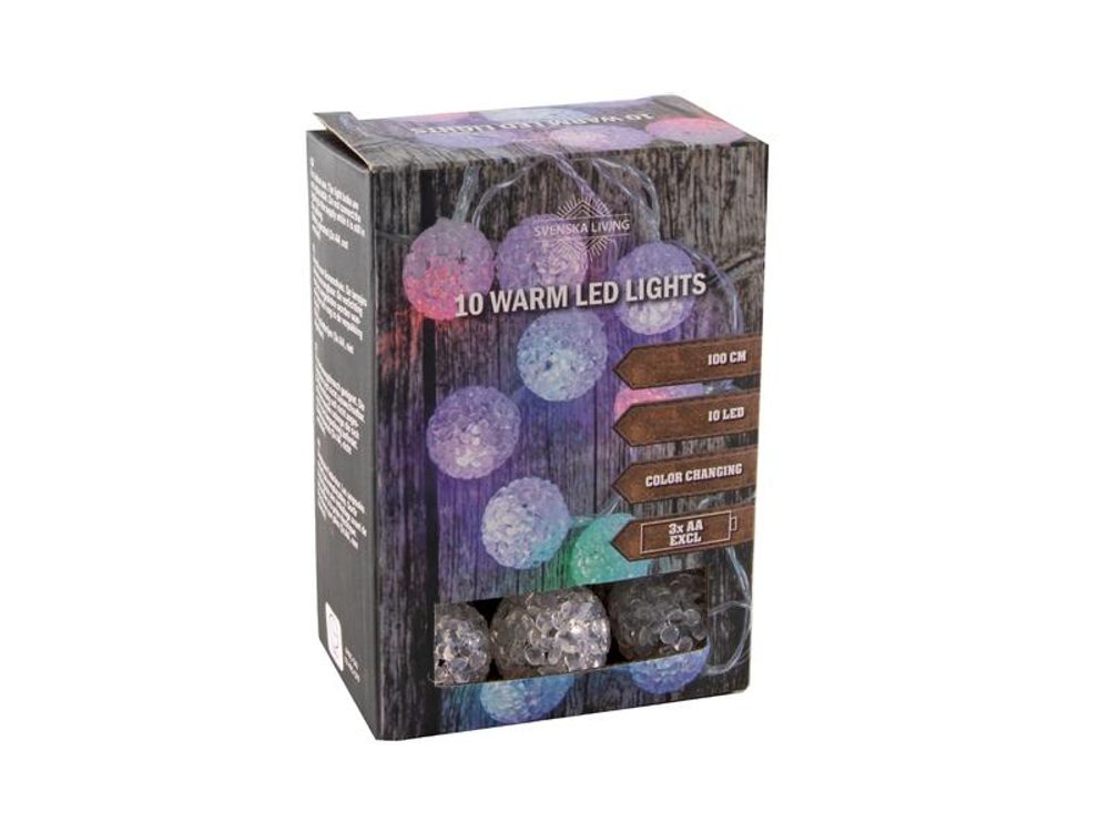 Levně HIT LED ŘETĚZ BAREVNÉ OZDOBIČKY 3CM 10LED, 3AA