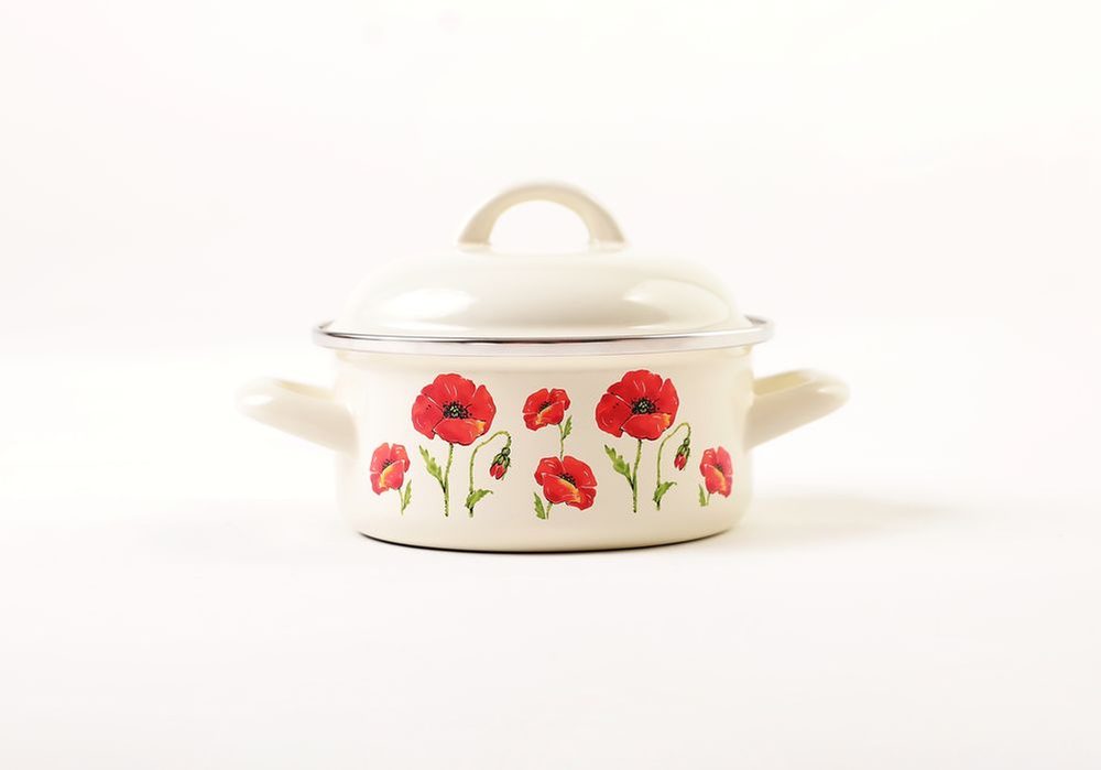 Levně rendlík+PO d18 (2,20l) MÁKY, bílý smalt