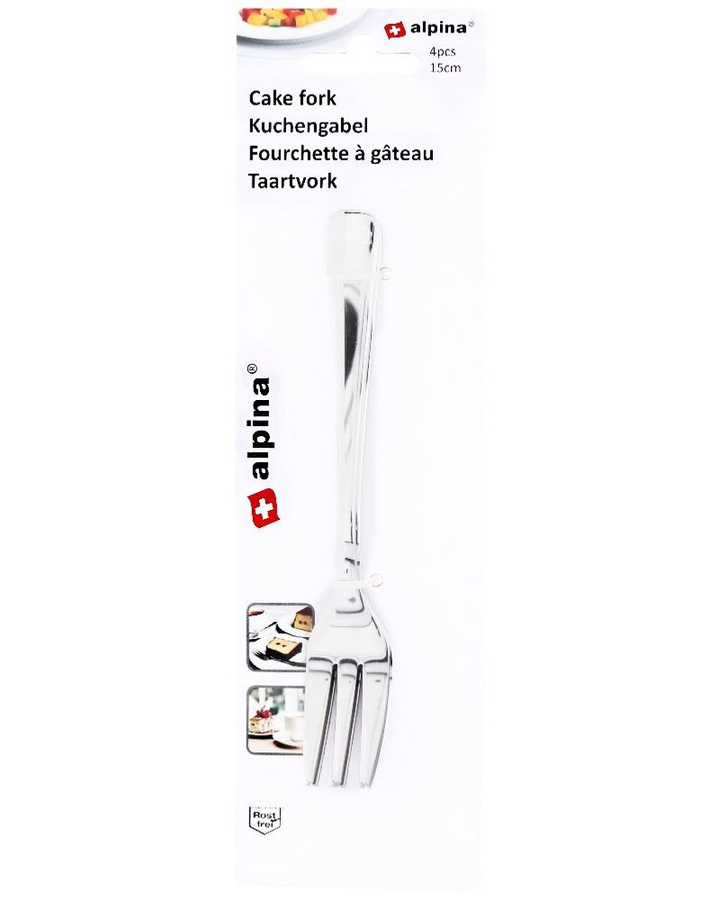 Levně ALPINA Dezertní vidlička nerez ocel sada 4 ks 15 cm ED-222455