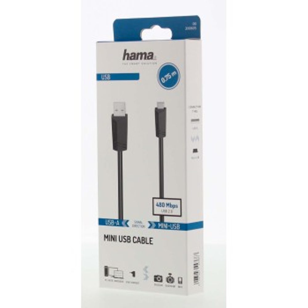 Hama mini USB 2.0 kabel 0,75 m (obrázek 2)