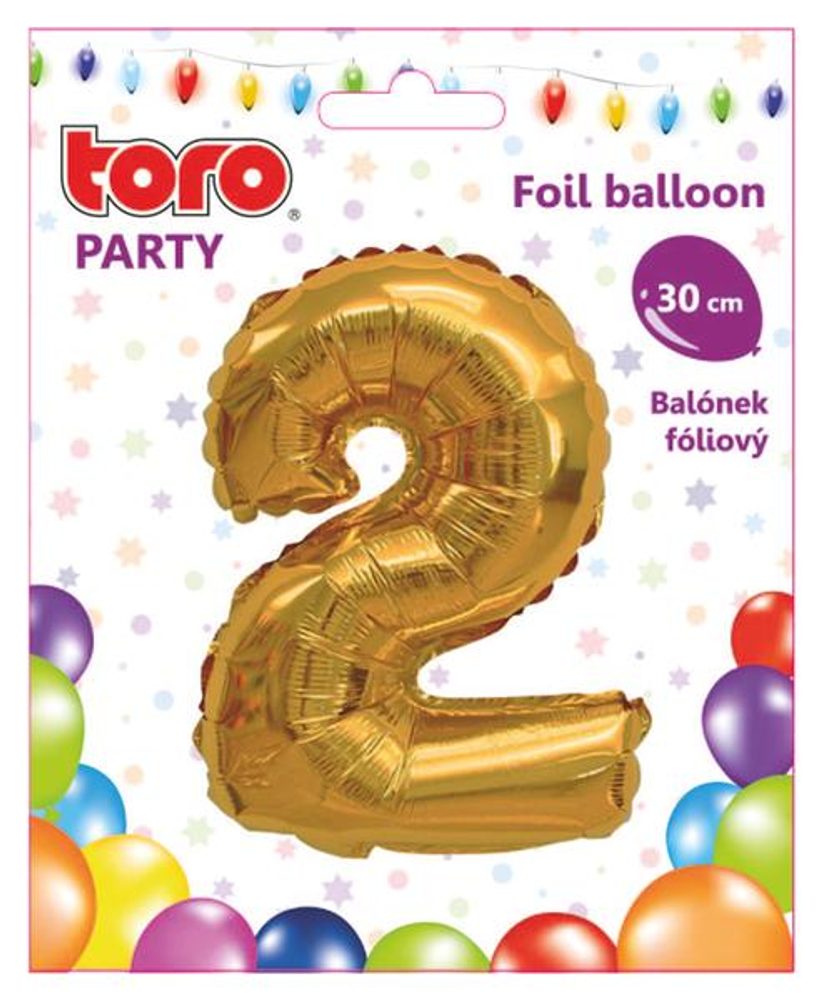 Levně TORO BALÓNEK ČÍSLICE 2, 30CM, MATNĚ ZLATÁ